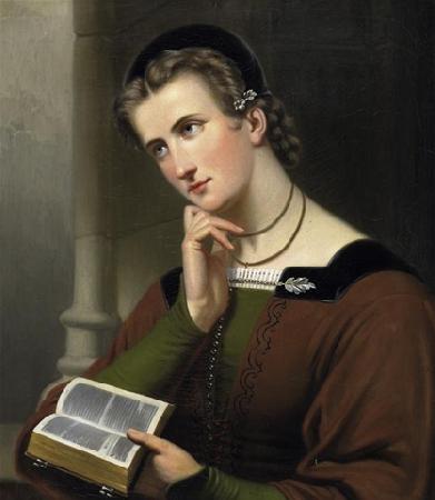 unknow artist Portrat einer jungen Frau mit Bibel Germany oil painting art